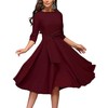 FENJAR Womens Elegance Audrey Hepburn Style Ruched 3/4 Sleeve Midi