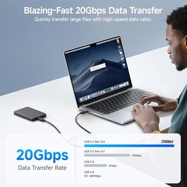 Cable Matters Cable de monitor USB C a USB C de 20 Gbps - 6 pies / 1.8m, soporta hasta [video de 8K a 30 Hz / video de 4K a 120 Hz, carga de 240 W, tr