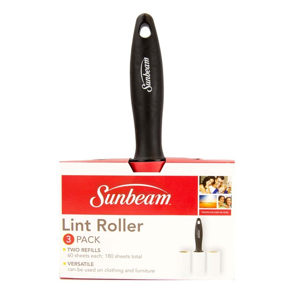 Sunbeam Lint Roller with 2 Refills, Perfect for Clothing, car, Pets, Furniture and More!