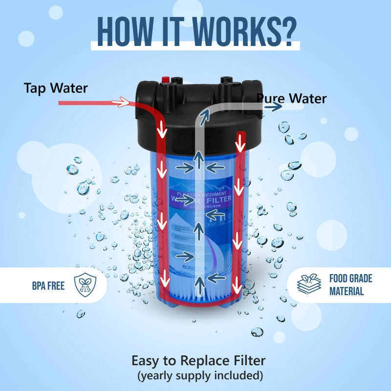 Ronaqua High Capacity Blue Whole House Water Filter System with