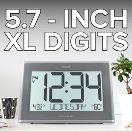 La Crosse Technology 513-21867-INT Extra-Large Slim Atomic Digital Clock with Backlight