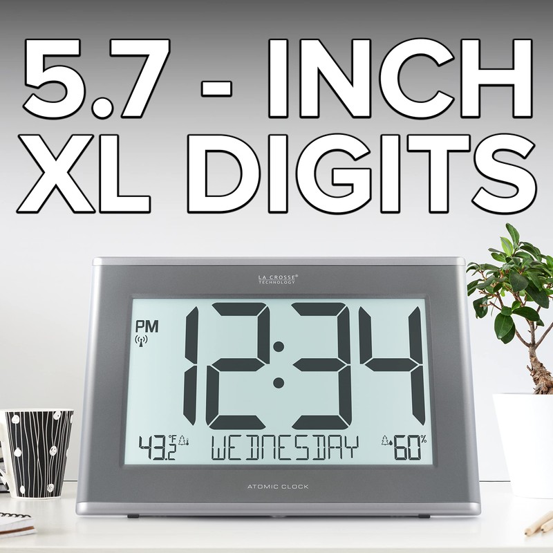La Crosse Technology 513-21867-INT Extra-Large Slim Atomic Digital Clock with