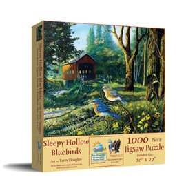 SUNSOUT INC - Sleepy Hollow Blue Birds - 1000 pc Jigsaw Puzzle by Artist: Terry Doughty - Finished Size 20" x 27" - MPN# 71108