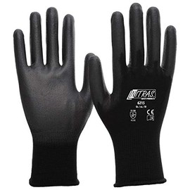 Nitras 6215 Nylon Work Gloves PU Coated XXL Black