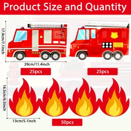 100Pcs Firetruck Birthday Party Plates and Fire Shaped Napkins Fireman Party Supplies Firefighter Disposable Paper Dinnerware Firetruck Tableware Set for Flame Birthday Baby Shower Decor