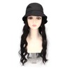 Hat Wig Women Detachable Middle Length Black Brown Curly Wavy