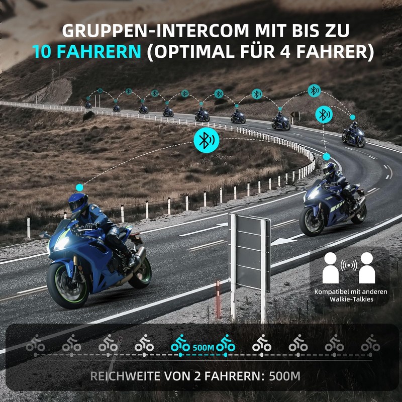 CHUANYUE R18 Motorcycle Intercom, Motorcycle Helmet Communication System for up