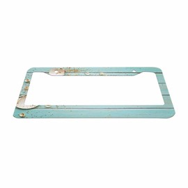 Nicokee Decorative License Plate Frame Sea Shell Beach Summer Starfish Board Car Tag Frame Aluminum Auto License Plate Holder for Men Women