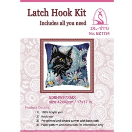 DIY Latch Hook Kits Yarn Kits Pillow Rug Pattern Arts and Crafts Crochet Needlework（CAT：16x16in/40x40CM）