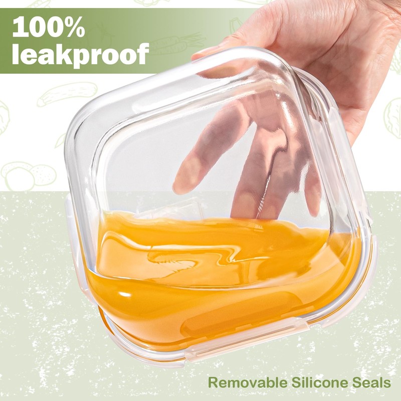 Small Glass Containers with Lids Square, 3 Cup Borosilicate Glass