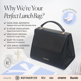 BEAUTYGOODIES Insulated Lunch Bag for Women, Aesthetic Lunch Boxes and Classy Tote Bag Purse with Strap, Professional Ladies Lunch Bags, Chic Lunch Box for Women, the Office and Workplace