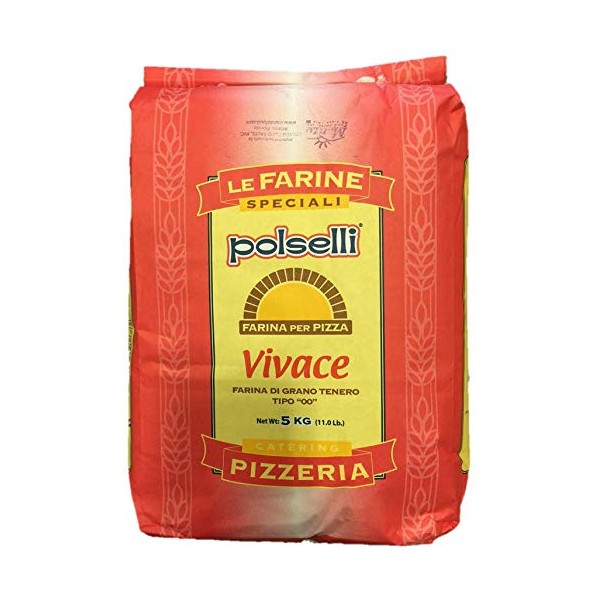 Vivace, Tipo "00" Double Zero Flour, Napoletana, Romana, Traditional Pizza Dough, Pasta, Bread, (5 kg) 11 lbs by Polselli