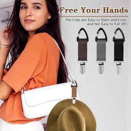 XBFOCNH Pack of 3 Hat Clip for Travel Elastic Hat Holder Clip Hands-Free Hat Clip for Travel Hat Clip for Women Men Elastic Hat Clips for Outdoor Handbag Travel Bag Backpack