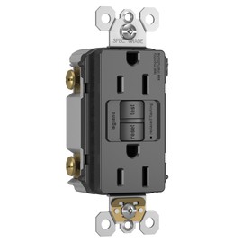 Legrand - Pass & Seymour Radiant Self-Test GFCI Outlet, Black GFCI Outlet, GFCI Outlet 15 Amp, 125 Volt GFCI Electrical Outlet, 1597BKCCD12, 1 Count