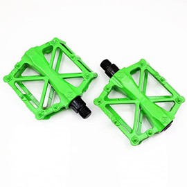 Pair of Cycling BMX Mountain Bicycle Bike Pedals 9/16" Bearing Metal Heavy Duty (Green)