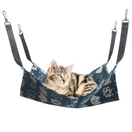 DELUXEFOX Cat Hammock, Hanging Bed, Cage, Adjustable Straps, Load Capacity 22.0 lbs (10 kg), Size M: 13.8 x 13.8 inches (35 x 35 cm), Pet Bed, Comfortable, Breathable, Washable, Metal Hardware, For