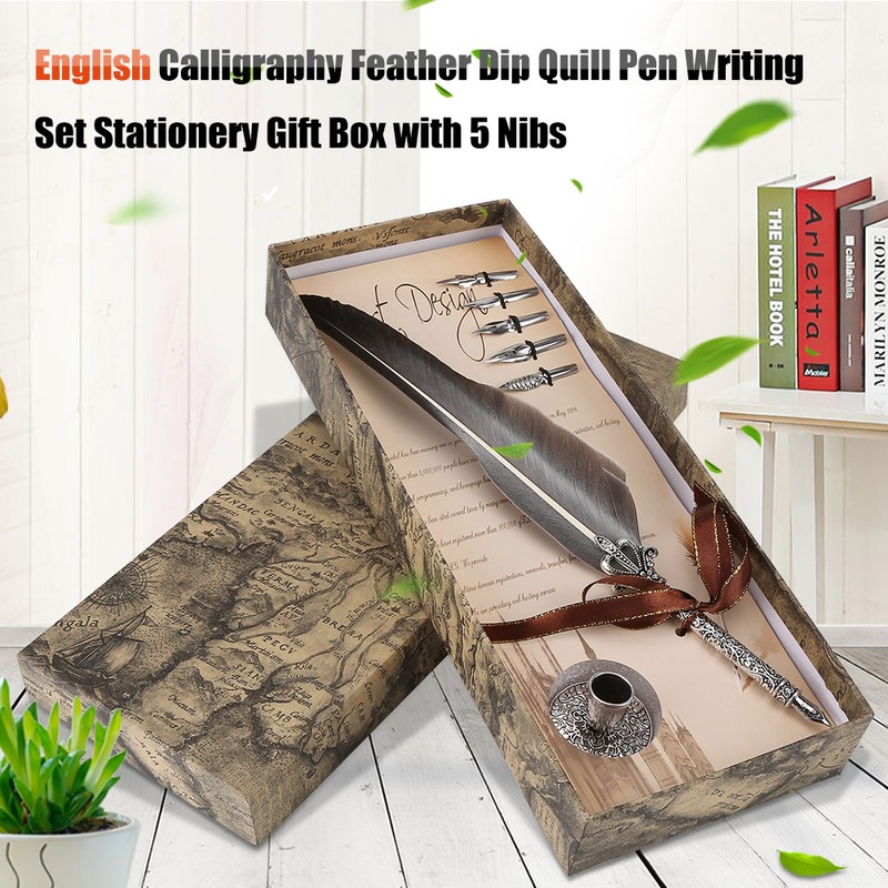 English Calligraphy Feather Dip Quill Pen Writing Set Stationery Gift