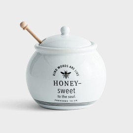DaySpring - Sweet to The Soul - Inspirational Ceramic Honey Pot with Wood Dipper, 16 Oz (J2057)