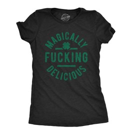 Crazy Dog T-Shirts Womens Magically F*cking Delicious T Shirt Funny Saint Patricks Day St Patty Tee Funny T Shirts Saint Patrick's Day Tops for Women Women's Novelty Tees Black - XL