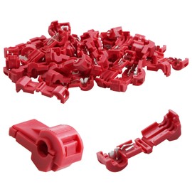Runseaway 100PCS T-Tap Wire Connectors, 22-16 AWG Self-Stripping Quick Splice Terminals, Insulated Red Electric Wires Connector Taps