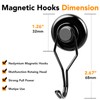 MIKEDE 120 LBS Black Magnetic Hooks, 6 Pack Swivel Swing