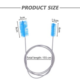 YUTOU Aquarium Cleaning Brush 155 cm Stainless Steel Spring Hose Brush Flexible Double Ended Aquarium Hose Brush Filter Tube Brush Aquarium Accessories for Aquarium Test Tubes Straws (Blue)