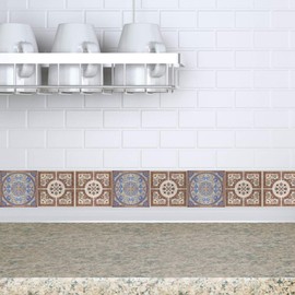 RoyalWallSkins Decorative Tile decals 4x4 Inch - Set of 16 - Tile Stickers Easy to Apply Just Peel & Stick Home Decor Furniture Decor (Viseu TAD160530)