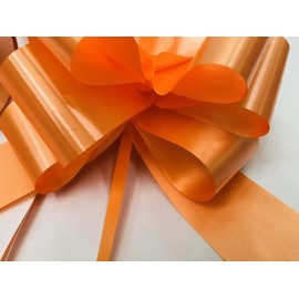 INERRA Wedding Car Decoration Kit - 3 x Large Pre-Assembled 7” Bows with 14-Loops and 7 Metres of Ribbon – With Colour Match (Orange)