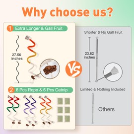 TEAWOO Cat Toys Chew Ropes 3Pcs with Natural Catnip, Safe Teeth Cleaning Toy for Indoor Kittens, Interactive Cat Kitty Toys for All Breeds (27.56 Inches, 3 Bags of Catnip Included)