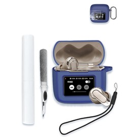 Case for JBL Tour Pro 3 - True Wireless Noise Cancelling Earbuds, Soft Silicone Protective Portable Scratch Shock Resistant with 2pack Screen Protector &Cleaner Kit & Carabiner & Lanyard，Blue