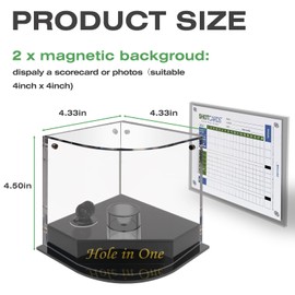 Golf Ball Display Case, Golden Stamped Hole-in-One Golf Ball Display Case, Memorabilia Golf Ball Storage Box with Scorecard & Photo Display Frame for Friend Teacher Boss Father