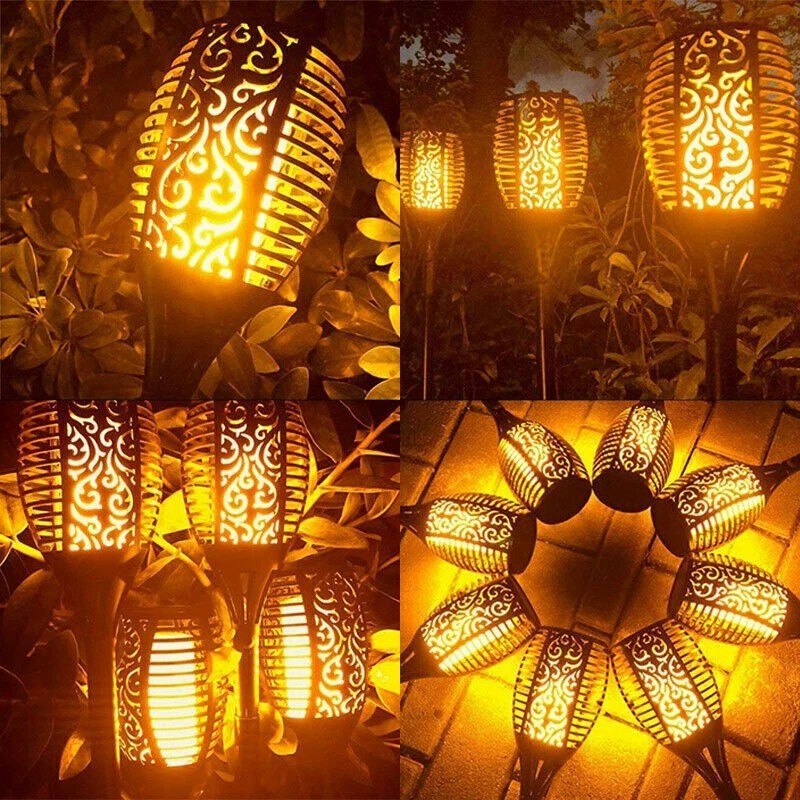 Claoner 4 PACK Flickering Solar Lights Flame Torch Outdoor Landscape