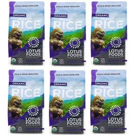 Lotus Foods Bulk Organic Forbidden Rice - Black Rice Organic, Purple Rice, Black Rice Bulk, Gluten Free Heirloom Rice, Whole Grain, Non GMO, Vegan - 15 Oz Bags (Pack of 6)