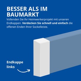REESE Strip End for Skirting Boards, End Cap Left 18 x 60 mm, White, Perfect Fit, Leipzig Profile, Easy Installation without Drilling
