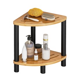 DEYIMAN Corner Shower Bench for Inside Shower, Corner Shower Stool for Shaving Legs 12.59" D X 12.59" W X 17.32" H, Shower Foot Rest with Storage Shelf, Suitable for Small Shower Spaces