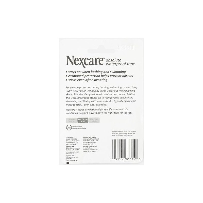 Nexcare Absolute Waterproof Tape 1 Inch X 5 Yards, 1Ea