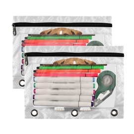 Kcldeci Pencil Pouch for 3 Ring Binder, Boxer Terrier Puppy Dog 2 Pack Binder Pencil Pouch with Clear Window Pencil Bags with Zipper Pencil Case for Binder