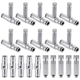 Otoolling 20pcs Misting Nozzles Kit Brass Patio Misting Kit Include Brass Micro-nozzles and Inch Slip Connectors for Outdoor Cooling System (1/4 Inch)