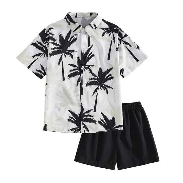 OXUBOAO Boy Summer Clothes Set Kids Hawaii Shirts Button Down
