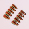 24Pcs Chrome Press on Nails Medium Almond Fake Nails Black