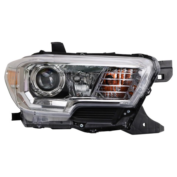 TRQ TRQ Passenger Side Headlight Assembly Halogen Chrome Bezel Compatible