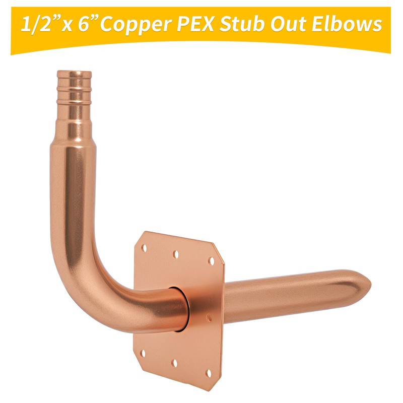 Copper Stub Out Elbow 1/2" x 6" with Wall Flange,