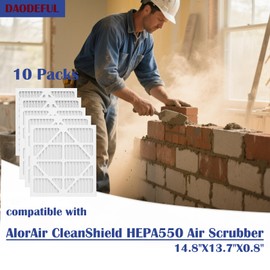 MERV-10 HEPA 550 Air Filter Replacement Compatible with AlorAir CleanShield HEPA 550 Air Scrubber | 14.8"L x 13.7"W x 0.8"H | Pre-Filter First-Stage Filtration, 10-Pack