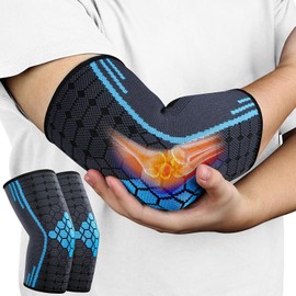 AOOWU 2 Pieces Elbow Brace, Tennis Elbow Bandage for Men and Women, Compression Elbow Bandage for Arthritis, Tendonitis, Elbow Pads for Sports, Golfer's Elbow, Tennis Elbow Bandage (M)