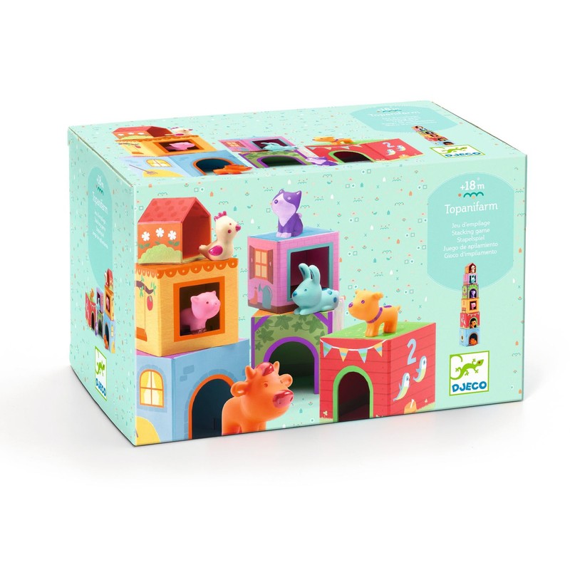 DJECO - Topanifarm Blocks - Build a Farm, Wooden Blocks