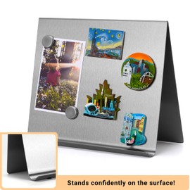 Large Magnetic Bulletin Board – Dry Erase Memo Board with Stand – Tabletop Metal Easel for Magnet Display – 12x10 Inches + 4 Magnets