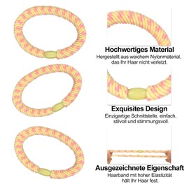 JessLab Tie-Dye Hair Bobbles for Women, Colourful Spiral Hair Bobbles, Kink-Free Elastic Bands, Stretchy and Gentle for All Hair Types, Pack of 10, Yellow