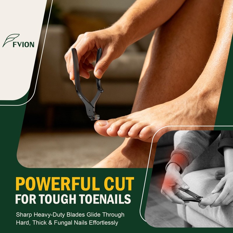 FVION Long Handle Toenail Clippers for Seniors – Wide Jaw