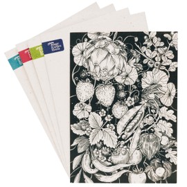 Magic Garden Seeds Greeting Card Set Highlights - 6 x 3 Postcards with Our 6 Most Beautiful Hand-Drawn Designs and Matching Envelopes - Hand Drawn Black and White Illustration