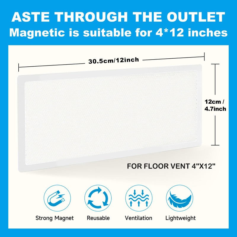 6 PCS White Magnetic Vent Covers-4x12 Magnetic Air Vent Covers